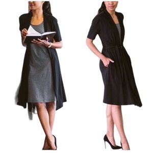 NWOT Betabrand Black/Grey Layered Wrap Dress - Size Small